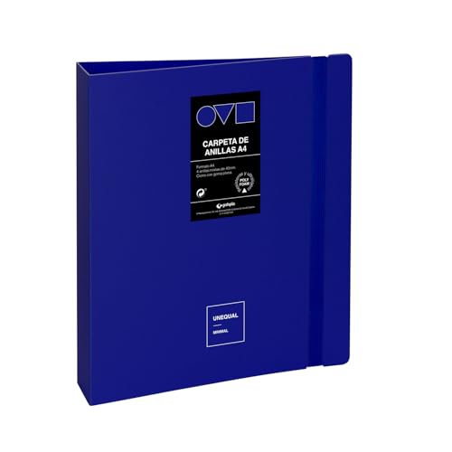 Grafoplas Ringordner A4, 4 D-Ringe, 40 mm, minimal, blau, 360-Grad-Öffnung, robust und ultraleicht, Polyschaum, recycelbar, perfekt für die Archivierung von Schul- und Bürodokumenten Grafoplas Ringordner A4, 4 D-Ringe, 40 mm, minimal, blau, 360-Grad-Öffnung, robust und ultraleicht, Polyschaum, recycelbar, perfekt für die Archivierung von Schul- und Bürodokumenten von Grafoplás