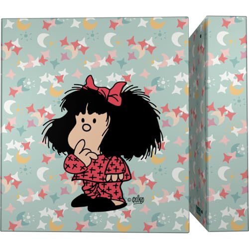 Grafoplas - Ringordner A4, Mafalda Pijama, 4 gemischte Ringe, 40 mm, weich, FSC-zertifiziert, fester Deckel mit weicher Laminierung, perfektes Schulmaterial für Archive von Grafoplás