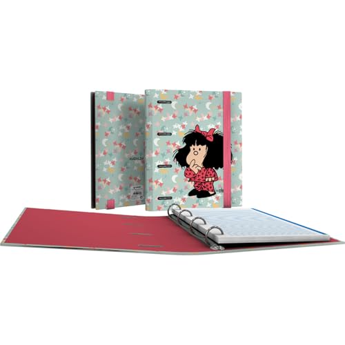 Grafoplas - Ringordner A5, Mafalda Pyjama, inklusive Nachfüllpackung, kariert, 5 x 5, farbiger Rand, ergonomischer gebogener Rücken, 4 runde Ringe, 25 mm, FSC-zertifiziert, Schulschreibwaren Grafoplas - Ringordner A5, Mafalda Pyjama, inklusive Nachfüllpackung, kariert, 5 x 5, farbiger Rand, ergonomischer gebogener Rücken, 4 runde Ringe, 25 mm, FSC-zertifiziert, Schulschreibwaren von Grafoplás