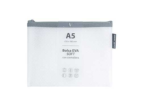 Grafoplás Tasche mit Reißverschluss, weich, EVA-Kunststoff, A5, weiß, weiche Haptik, Reißverschluss aus transparentem EVA-Schaum, perfekt zum Schutz und Transport von Dokumenten, Handys, Tablets oder Grafoplás Tasche mit Reißverschluss, weich, EVA-Kunststoff, A5, weiß, weiche Haptik, Reißverschluss aus transparentem EVA-Schaum, perfekt zum Schutz und Transport von Dokumenten, Handys, Tablets oder von Grafoplás