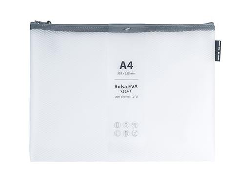 Grafoplás Tasche mit Reißverschluss aus weichem EVA-Kunststoff, A4, weiß, weiche Haptik, Reißverschluss aus transparentem EVA-Schaumstoff, perfekt zum Schutz und Transport von Dokumenten, Handys, Grafoplás Tasche mit Reißverschluss aus weichem EVA-Kunststoff, A4, weiß, weiche Haptik, Reißverschluss aus transparentem EVA-Schaumstoff, perfekt zum Schutz und Transport von Dokumenten, Handys, von Grafoplás