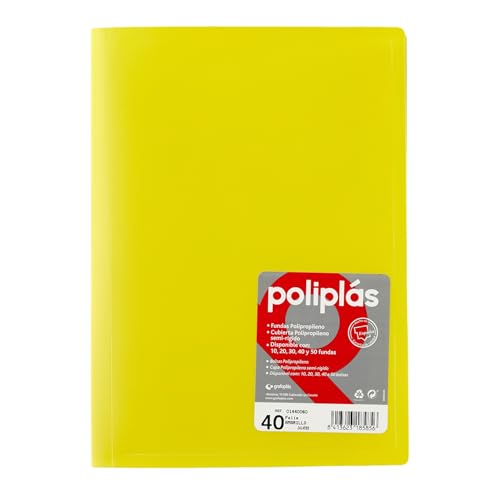 Grafoplas - Transparente Mappe, Folio-Größe, Gelb, 40 Einlagen aus Polypropylen, undurchsichtig, hergestellt in Spanien, flexibler Deckel, perfekt für die Archivierung von Dokumenten von Grafoplás