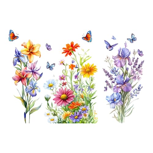 Gralara Wandaufkleber mit Blumen und Schmetterlingen, PVC-Tapeten, Wandkunst- für den Urlaub Gralara Wandaufkleber mit Blumen und Schmetterlingen, PVC-Tapeten, Wandkunst- für den Urlaub von Gralara