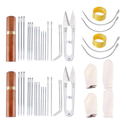 2er-Set Nadeln mit großem Öhr, Handnähnadel-Set, Fingerhut, Nähnadel, Garn, Stricknadel für Handwerk 2er-Set Nadeln mit großem Öhr, Handnähnadel-Set, Fingerhut, Nähnadel, Garn, Stricknadel für Handwerk von Gramigg