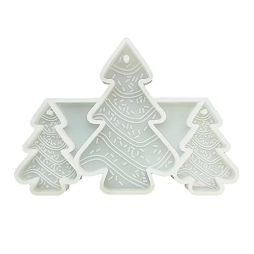 3-Cavity Glänzende Glänzende Form Weihnachtsbaumschlüsselkäse Silikonform Schlüsselbund Anhänger Schmuck Epoxidharz Crafting Formen von Gramigg