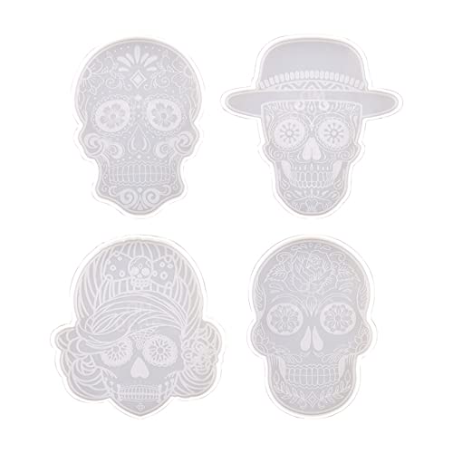 4 Stück Totenkopf-Epoxidharz-Form Tassenmatte Tassen-Pad Silikon Heimdekorationen Gießwerkzeug 4 Stück Totenkopf-Epoxidharz-Form Tassenmatte Tassen-Pad Silikon Heimdekorationen Gießwerkzeug von Gramigg
