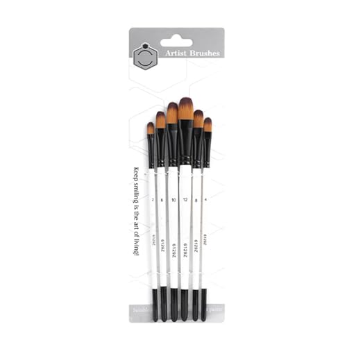 6pcs Professionelle Pinsel Pinsel Nylon Borstenpinsel Für Künstler Anfängeröl Acryl Aquarell Rock Leinwand Malerei von Gramigg
