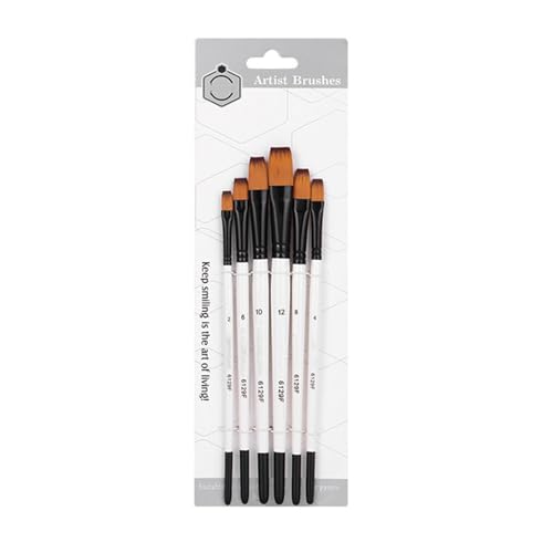 6pcs Professionelle Pinsel Pinsel Nylon Borstenpinsel Für Künstler Anfängeröl Acryl Aquarell Rock Leinwand Malerei von Gramigg