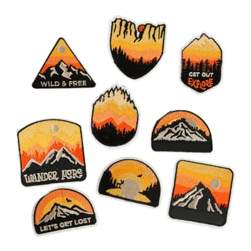 9 Stück kreative Muster, stilvolle Applikationen, modische Sonnenuntergang-Stickerei-Aufnäher für modische Kleidung und Taschen 9 Stück kreative Muster, stilvolle Applikationen, modische Sonnenuntergang-Stickerei-Aufnäher für modische Kleidung und Taschen von Gramigg