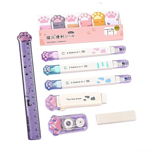 Cartoon School Stationery Set Mit Bleistiftbox White Out Correction Tape Versenkbares Radiergummi Lineal Highlighter Notes Pad Creative School Supplies Cartoon School Stationery Set Mit Bleistiftbox White Out Correction Tape Versenkbares Radiergummi Lineal Highlighter Notes Pad Creative School Supplies von Gramigg