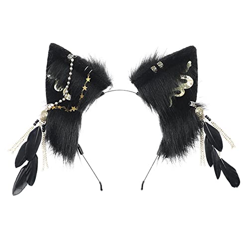 Gramigg Haarreif mit pelzigen Ohren, Cosplays, Haarschmuck, pelzige Ohren, Füchse, Kopfschmuck für Plüschtiere, Tierohren, Stirnband, Kinder, Erwachsene, Katzen, Füchse, Hund, Geburtstagsparty von Gramigg