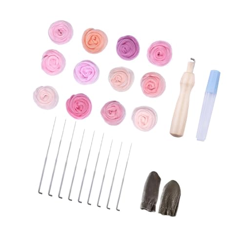 Gramigg Nadelfilzzubehör für Anfänger, 10/12 Farben, Wollfilz-Set mit Filznadel, Wolle, Roving Fingerlinge für Filzspielzeug von Gramigg