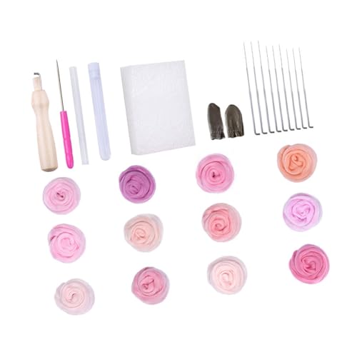 Gramigg Nadelfilzzubehör für Anfänger, 10/12 Farben, Wollfilz-Set mit Filznadel, Wolle, Roving Fingerlinge für Filzspielzeug von Gramigg