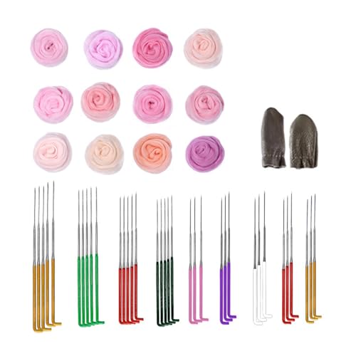 Gramigg Nadelfilzzubehör für Anfänger, 10/12 Farben, Wollfilz-Set mit Filznadel, Wolle, Roving Fingerlinge für Filzspielzeug von Gramigg