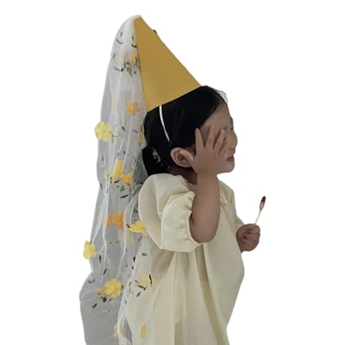 Gramigg Spitzen-Geburtstagshut mit Blumenverzierung, Schleier, Partyhut für Kinder, Mädchen, Geburtstag, Jahrestag, Feier, Fotografie, Kopfschmuck Gramigg Spitzen-Geburtstagshut mit Blumenverzierung, Schleier, Partyhut für Kinder, Mädchen, Geburtstag, Jahrestag, Feier, Fotografie, Kopfschmuck von Gramigg
