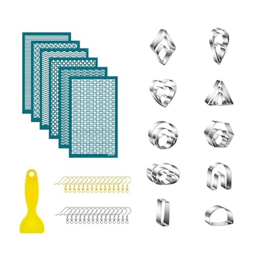 Gramigg Tonohrring-Werkzeug-Set enthält Ton-Siebdruck-Schablonen, Ohrringschneider, Haken, Schmuckherstellung, Schablonen für Schmuckherstellung, Weihnachten, für Ohrringe, Blumen Gramigg Tonohrring-Werkzeug-Set enthält Ton-Siebdruck-Schablonen, Ohrringschneider, Haken, Schmuckherstellung, Schablonen für Schmuckherstellung, Weihnachten, für Ohrringe, Blumen von Gramigg