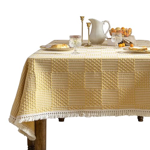 Moderne geometrische Tischdecke, waschbar, mit Fransen, für Küchenarbeitsplatten, Möbelschutz, Baumwoll-Leinen-Optik, Polyester-Tischdecke von Gramigg