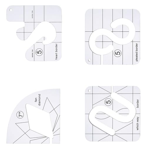 Professionelle Quilt-Vorlagen, transparent, Acryl, Quilt-Lineal, Freemotion, Quilt-Schablonen zum Nähen, Patchwork, 4 Stück von Gramigg