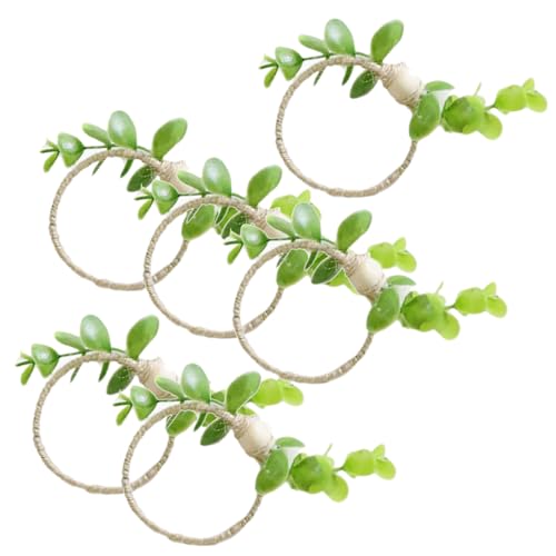 Serviettenringe mit Holzperlen, künstliche grüne Pflanzen, elegante Serviettenhalter, Tischdekoration, Hochzeit, Tischzubehör, 6 Stück Serviettenringe mit Holzperlen, künstliche grüne Pflanzen, elegante Serviettenhalter, Tischdekoration, Hochzeit, Tischzubehör, 6 Stück von Gramigg