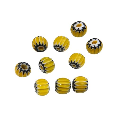 Set Von 10 Harzblüten Kürbisperlen Handgefertigte Perlen Streifen Eimer Perlen Geeignet Für Schmuck Und Handwerkszubehör Geeignet von Gramigg
