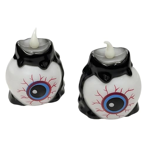 Set mit 2 leuchtenden Halloween-Augen-Ornamenten, Farbwechsel, batteriebetrieben, Party-Atmosphäre, Textur, flammenlose Augen für Halloween von Gramigg