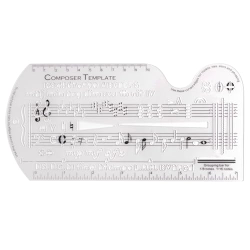 Zeichenlineal für Musiknoten, Gravieren von Komponisten, Zahlensymbole, Notationswerkzeug für Musiknoten, Gravur, Komponisten, Zahlensymbole, Notation, Manuskript-Werkzeug von Gramigg