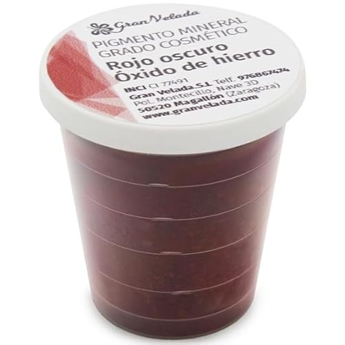 Dunkelrotes Pigment Eisenoxid-Kosmetik | 100% natürlich und stabil | Ideal für Seifen, Cremes, Make-up und natürliche Kerzen | Für sanfte oder intensive Farbtöne dosieren und mischen | CI 77491 von GRAN VELADA