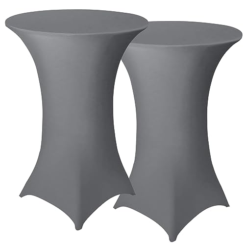 Granbest Pack von 2 Cocktail Tischdecken Eingebaut Spandex Quadrat Ecken Cocktail Tischdecken für Party, Bankett, Hochzeitsereignis, Ausstellung, Freien (Hellgrau, Ø 70-75cm) von Granbest
