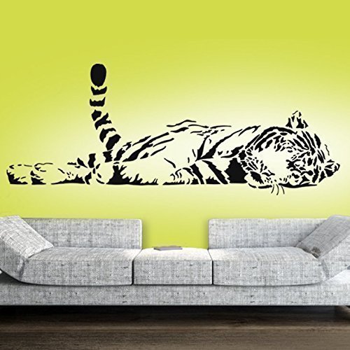 Grandora Wandtattoo Tiger liegend XXL I brilliantblau (BxH) 195 x 77 cm I Wohnzimmer Schlafzimmer Kinderzimmer Sticker Aufkleber Wandaufkleber Wandsticker W5103 von Grandora