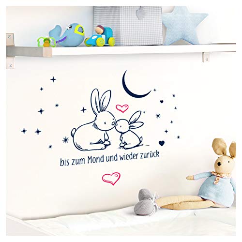 Grandora Wandtattoo zweifarbig Bis zum Mond und Wieder zurück I Pastellblau (BxH) 47 x 45 cm I Babyzimmer Baby Sticker Aufkleber Wandaufkleber Wandsticker W5470 von Grandora