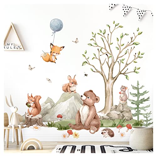 Grandora XXL Wandsticker Set Wandtattoo Kinderzimmer Waldtiere Wandaufkleber Bär Fuchs Baum Babyzimmer Deko Schlafzimmer DL797-5 Grandora XXL Wandsticker Set Wandtattoo Kinderzimmer Waldtiere Wandaufkleber Bär Fuchs Baum Babyzimmer Deko Schlafzimmer DL797-5 von Grandora
