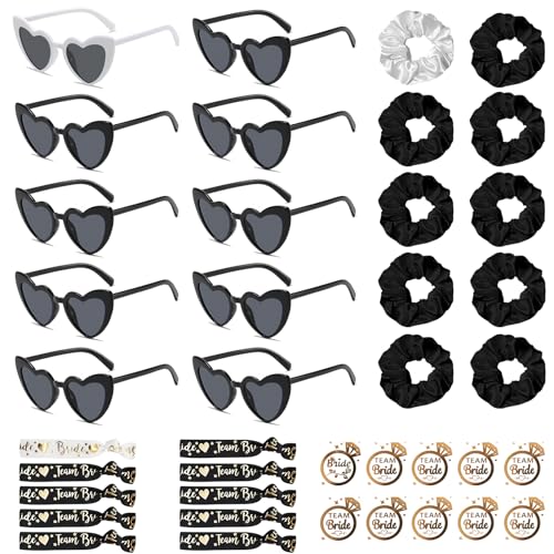 40PCS JGA Bride Partybrillen,Frauen Junggesellinnenabschied Accessoires,JGA Accessoires Frauen mit 10 Partybrille Herz Sonnenbrille+10 Bride Armband+10 Aufkleber+10 Haarring,für Hen Party Accessoires 40PCS JGA Bride Partybrillen,Frauen Junggesellinnenabschied Accessoires,JGA Accessoires Frauen mit 10 Partybrille Herz Sonnenbrille+10 Bride Armband+10 Aufkleber+10 Haarring,für Hen Party Accessoires von Grantop