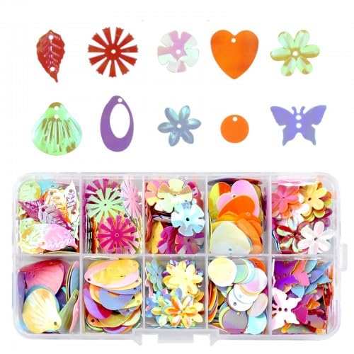 1 Box Bunt Pailetten, Lose Sequins for Crafts Sewing, DIY Irisierend Pailletten Basteln zum Basteln, Paillettes Nähen Palietten für Kunsthandwerk Kleidung Jewelry Herstellung Dekoration von Granvoo