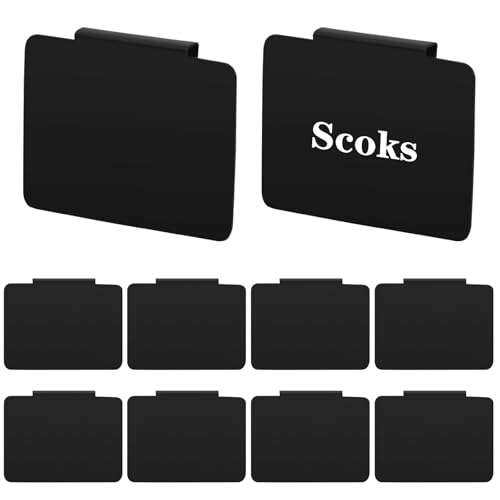 Granvoo 10 Stück Korb Etiketten Clip aus Kunststoff, 9x6,8 cm Schwarz Clip Etikettenhalter, Regal Clips Etiketten für Speisekammer Küche Aufbewahrung, Quadrat von Granvoo