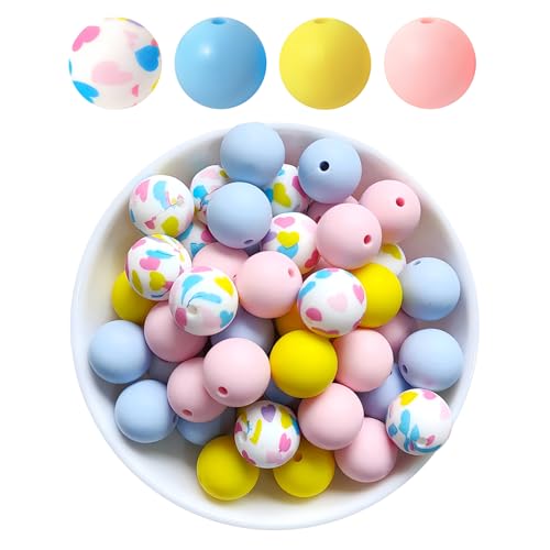 20 Stück Silikon Perlen 15 mm, Perlen für Armbänder, 4 Arten Bunt Rund Gummi Bastelperlen Set zum Auffädeln, Bunte Perlen Set Damen, Silikonperlen für Schlüsselanhänger Armband 20 Stück Silikon Perlen 15 mm, Perlen für Armbänder, 4 Arten Bunt Rund Gummi Bastelperlen Set zum Auffädeln, Bunte Perlen Set Damen, Silikonperlen für Schlüsselanhänger Armband von Granvoo