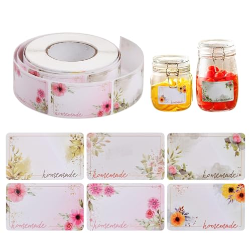 500 Stück Klebeetiketten zum Beschriften mit Blumensiegel, Etiketten Selbstklebend Ablösbar Marmelade, 3x5cm, Handmade Aufkleber Klein für Marmeladengläser Geschenk Flaschen Gewürzdosen 500 Stück Klebeetiketten zum Beschriften mit Blumensiegel, Etiketten Selbstklebend Ablösbar Marmelade, 3x5cm, Handmade Aufkleber Klein für Marmeladengläser Geschenk Flaschen Gewürzdosen von Granvoo