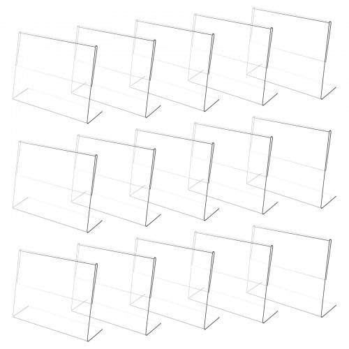 Acryl Etikettenhalter, 15pcs Etikettenträger 10x8cm, Preisschilder Aufsteller Tischaufsteller Dachform, Schräg Visitenkarten Display, Mini Schild Display, Namenskarten Halter Transparent von Granvoo