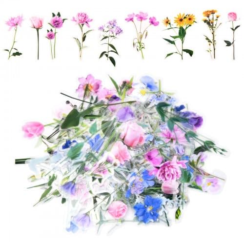 Blumen Aufkleber Set, 160 Stück Transparente Scrapbooking Aufkleber, Vintage Bunte Blumenaufkleber, Bunte Sticker Blumen für Scrapbook Tagebuch, DIY Karten Album Blumen Aufkleber Set, 160 Stück Transparente Scrapbooking Aufkleber, Vintage Bunte Blumenaufkleber, Bunte Sticker Blumen für Scrapbook Tagebuch, DIY Karten Album von Granvoo