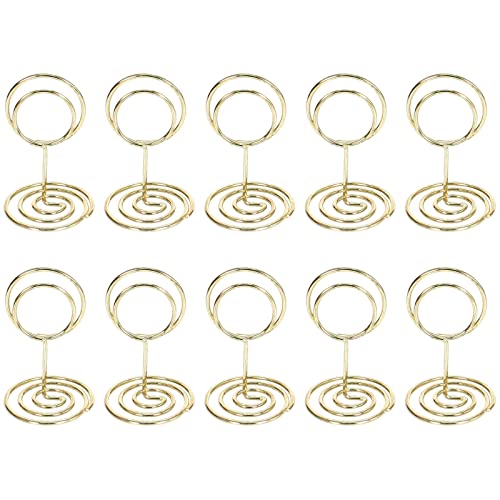 Granvoo 10 Stück Tischkartenhalter Metall, Mini-Tischnummernhalter, 5cm Höhe Fotohalter Kartenhalter, runder Foto-Pick-Karten-Foto-Memo-Halter, Kartenhalter Tisch aus Metalldraht für Hochzeit, Party von Granvoo