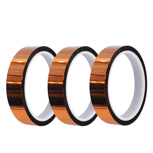 Granvoo 3 Rollen 20mm x 20m Hitzebeständiges Klebeband, Polyimid Kapton Tape Hohen Temperaturen Klebeband, Hohe Temp Elektronik Isolierband, Hochtemperatur Band für 3D-Drucken Sublimations Löten Granvoo 3 Rollen 20mm x 20m Hitzebeständiges Klebeband, Polyimid Kapton Tape Hohen Temperaturen Klebeband, Hohe Temp Elektronik Isolierband, Hochtemperatur Band für 3D-Drucken Sublimations Löten von Granvoo