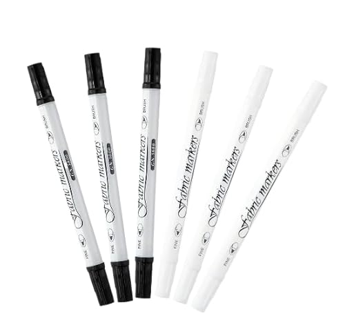 Granvoo 6 Stück Textilstifte Waschmaschinenfest, Dual Tip Textilmarker, Textilmalstifte, Weiß und Schwarz, Stoffmalstifte, Textilfarbe, Stoffmarker Auswaschbar für T-Shirt, Schuhe, Stoffbeutel Granvoo 6 Stück Textilstifte Waschmaschinenfest, Dual Tip Textilmarker, Textilmalstifte, Weiß und Schwarz, Stoffmalstifte, Textilfarbe, Stoffmarker Auswaschbar für T-Shirt, Schuhe, Stoffbeutel von Granvoo