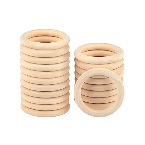 Graootoly 30 Stück 70 mm Holzringe, Holzringe für Makramee-Aufhänger, Ornamente und Schmuckherstellung von Graootoly