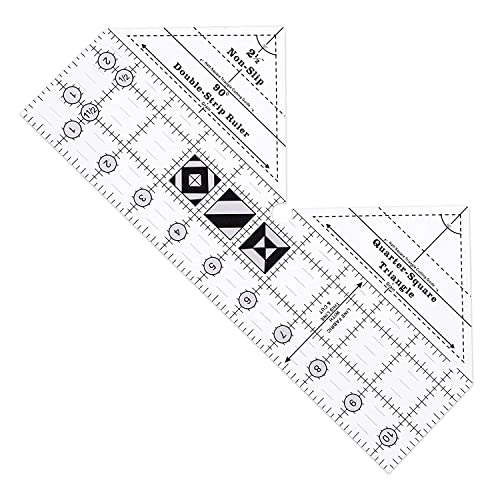 Graootoly 90-Grad-Doppelstreifen-Quilt-Lineal, 25,4 cm Acryl-Quilt-Dreiecks-Lineale, Nicht-Stepp-Lineale und Vorlagen von Graootoly