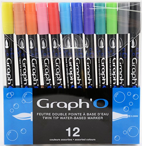 Graph'O GO00240 Essential Marker, 24 Stück 12 marqueurs farblich sortiert von GRAPH'IT