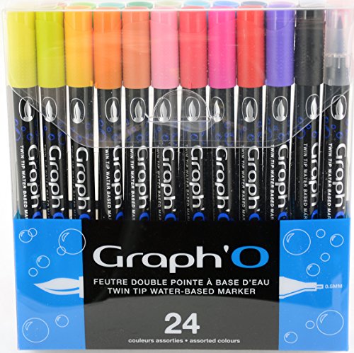 Graph'O GO00240 Essential Marker, 24 Stück 24 marqueurs farblich sortiert von GRAPH'IT