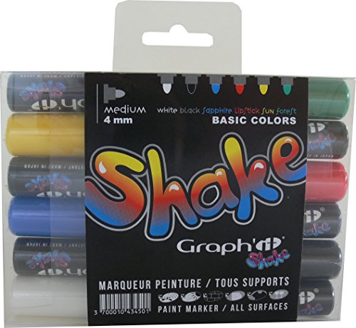 Graph 'it Shake Marker 6er Set Malerfarbe, Pigmenttinte Runde Spitze Medium Basic von GRAPH'IT