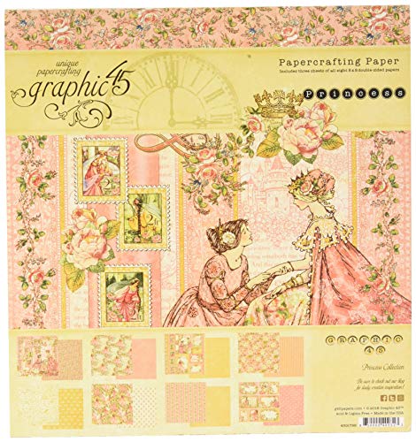 Graphic 45 4501799 Princess 8x8 Paper Pad Bastelpapier, multi, ys/m von Graphic 45