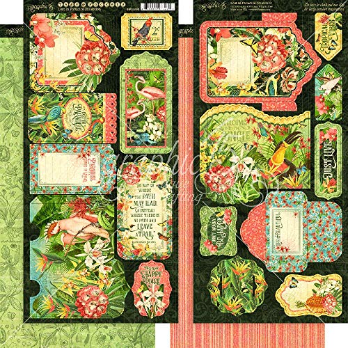 Graphic 45 4501898 Lost in Paradise Tags & Pockets Bastelpapier, multi von Graphic 45