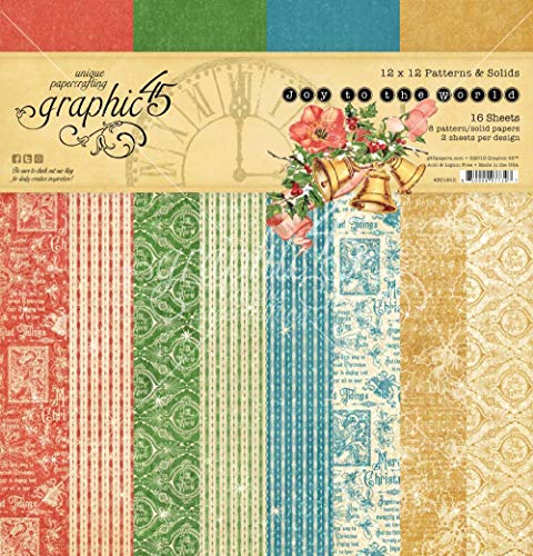 Graphic 45 4501910 Joy to the World 12x12 Patterns & Solid Pad Bastelpapier, multi, 12-x-12-Inch von Graphic 45