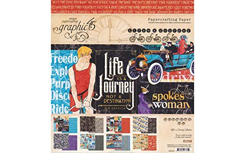 Graphic 45 4501945 a 8x8 Pad Life 's Papier, 20,3 x 20,3 cm, Life's Journey, 8 Designs/je 3 Stück, M von Graphic 45